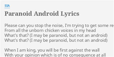 Sia – Paranoid Android Lyrics 